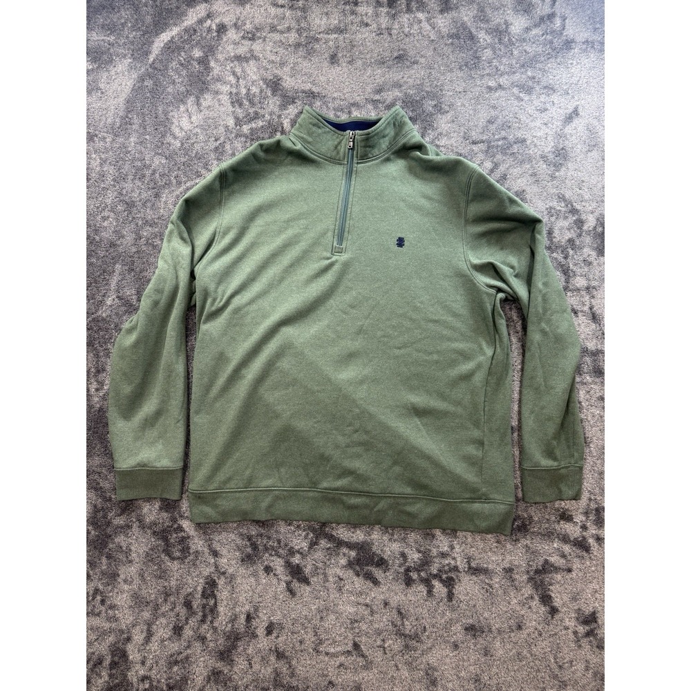 Izod Mens Pullover Sweatshirt Size XL Green Quarter Zip Performance Stretch